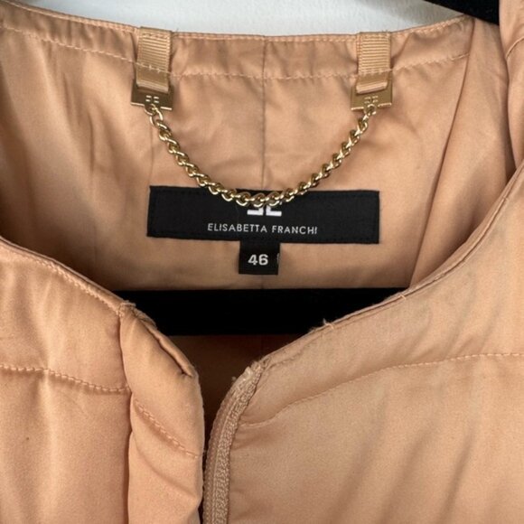 Elisabetta Franchi Peach Quilted Crop Coat - Size 46 (US 10) - Picture 2 of 16